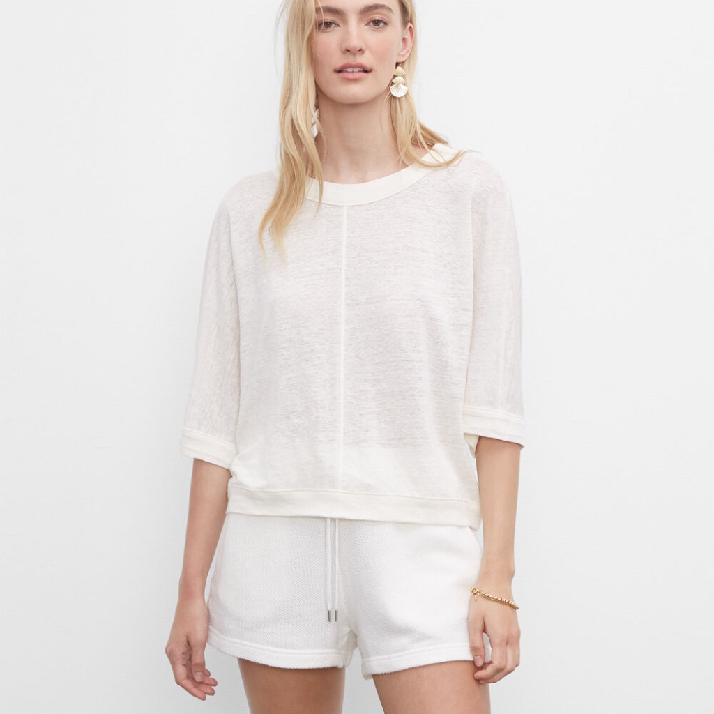 Linen Boxy Tee - New With Tags - Never Worn - Egret/Cream